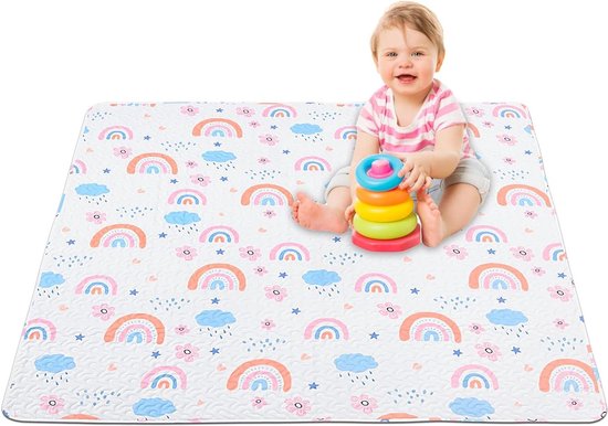 Speelmat Wasbare babyvloer - 127x127 cm - antislip - buiktijd - draagbaar - boxmat - baby's en peuters van Melody Jane