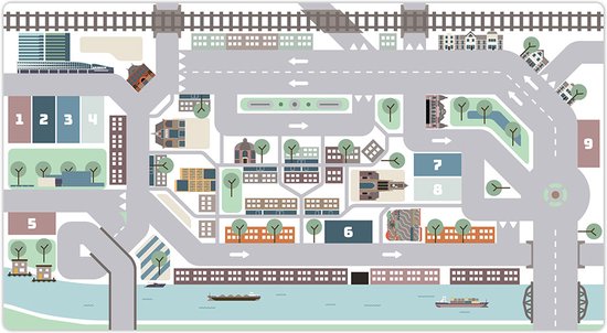 Speelsticker stad Arnhem - speelmat sticker - meubelsticker voor kinderen - vloersticker speelgoed auto van $