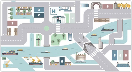 Speelsticker stad Rotterdam - speelmat sticker - meubelsticker voor kinderen - vloersticker speelgoed auto van Merkloos