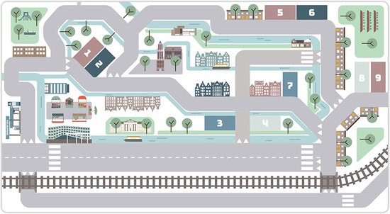 Speelsticker stad Utrecht - speelmat sticker - meubelsticker voor kinderen - vloersticker speelgoed auto van $