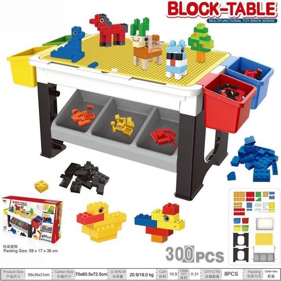 Speeltafel met bouwblokken en opbergvakjes 300pcs van Popfun