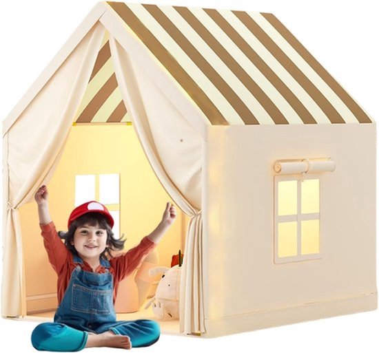 Speeltent voor Kinderen - Ademende Speeltent met Deurgordijn en Raam - Speelhuis voor Kinderen met Metalen Steun - Tenten voor Binnen en Buiten voor Peuters 105x120x128cm van Merkloos