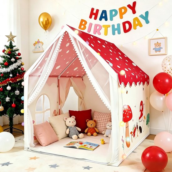 Speeltent voor Kinderen - Kindertent met Verlichting en Muggennet - Speeltent meisjes - Speelhuis - Kindertent - Prinsessentent - 160x130x105 cm