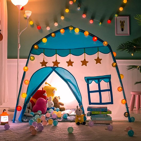 Speeltent XL met LED verlichting - Tent - Blauw van TinyMagic
