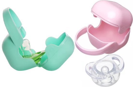 Speen Bewaarbakje - 2 Stuks - Speendoosje - Speenhouder - Speen bakje - Makkelijk Om Overal Naartoe Te Nemen - Fopspeen Draagtasje - Fopspeen Opbergdoosje - Fopspeen-Opbergdozen - Groen+Roze van Merkloos