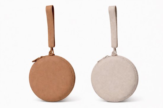 Speen Etui Set van 2 – Siliconen Speenhouder Opberg Etui met Rits – Bruin & Licht Taupe – Voor 2 Spenen of Speenkoord – Waterafstotend – 9 cm van Merkloos