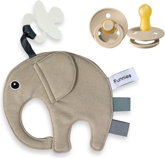 Speendoek - Ollie de Olifant - Funnies - BEIGE/SAND + BIBS speen SAND maat 2 - T2 6-18 maand van Merkloos