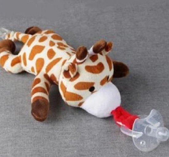 Speenknuffel - Giraffe - Knuffeldier - Met Klittenband - Kraamcadeau - Pluche van ComfyBoo