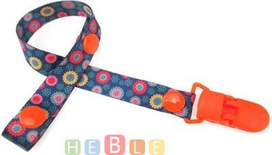 Speenkoord Heble - Speen - Speenketting - Koord - Fopspeenketting - Speen baby - Babykamer -  Zwart - Bloemetjes - Bloemen - Oranje - Blauw van Heble®