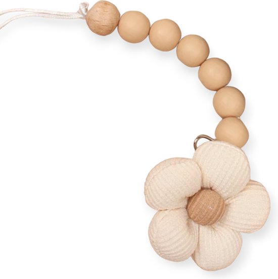 Speenkoord met Bloem - Siliconen Kralen - BPA vrij - 21cm - Baby - Jongen - Meisje - Speenclip van Little Adventures