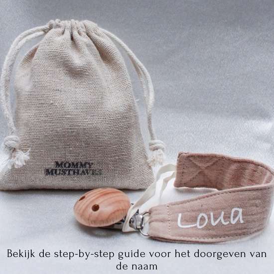 Speenkoord met naam - katoen - Taupe - houten knop - speenketting met naam - baby - gepersonaliseerd kraamcadeau - stof - jongen - meisje - fopspeen - accessoires baby - speenkoord katoen - ZIE BESCHRIJVING VOOR HET DOORGEVEN VAN DE NAAM van Little Legend