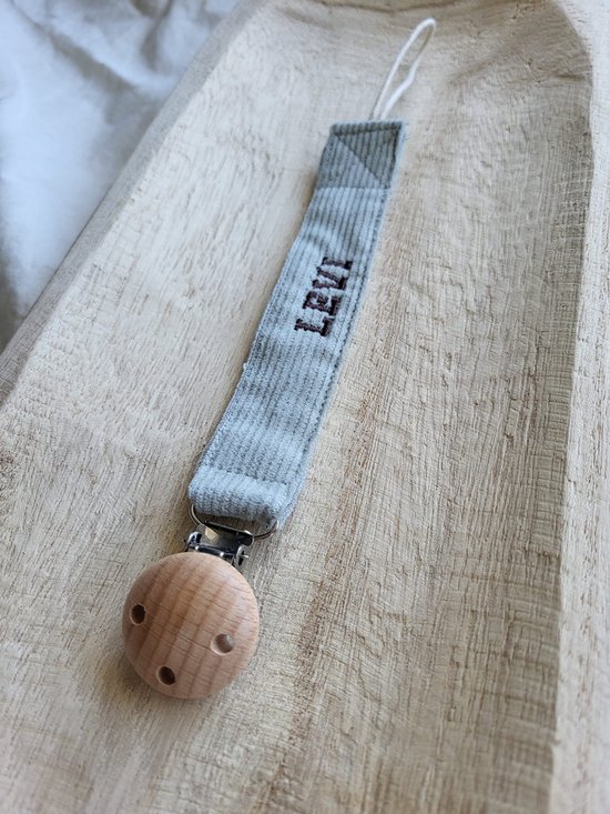 Speenkoord - spenenketting - Baby - Corduroy - met naam geborduurd - zes kleuren garen van Little Adventures