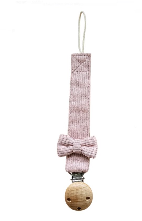 Speenkoord - spenenketting - Baby - Corduroy met strik - Rose