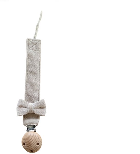 Speenkoord - spenenketting - Baby - Velvet met strik - Beige van Little Diva