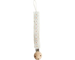 Speenkoord - spenenketting - Bohemain - Kant - Bloemen - Wit van Dapper Kidz