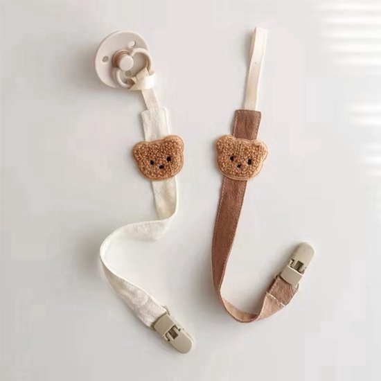 Speenkoorden Set van 2 Teddy - Beige & Bruin - Beer - Fopspeenkoord - Speenketting - Speenkoorden - Jongen - Meisje - Met Clips - Kraamcadeau - Babyshower - Baby - Speenhouder - Cadeau - Stoffen Speenkoort van Little Lemonade