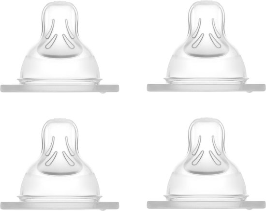 Speentjes Set 4 Stuks – Maat 1 & 2 – Slow & Medium Flow – Babyfles Speen 0+ en 4+ Maanden