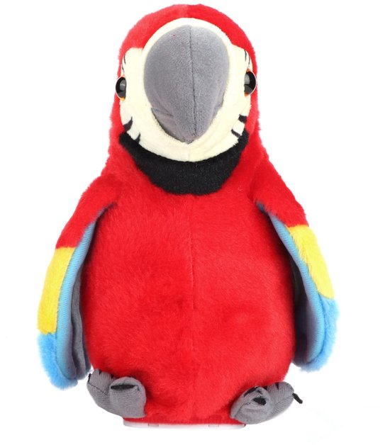 SPHProducts - Sprekende papegaai - Pratend speelgoed - Stimuleert zintuigen - Rood - Pluche speelgoed - Voor educatie - Geschikt voor kinderen - 0-3 j van Merkloos