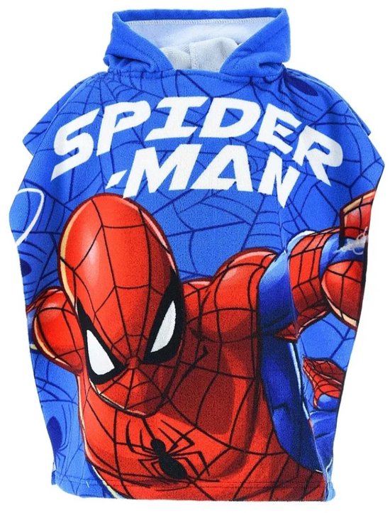 Spiderman badponcho blauw 55x110cm sneldrogend van Marvel
