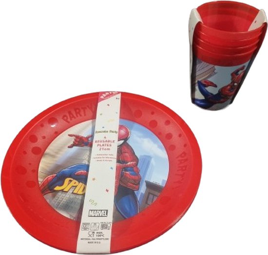 Spiderman Bord & Beker Set / Kinderservies - Serviesset - Rood - Kunststof - 2 Delig van Marvel