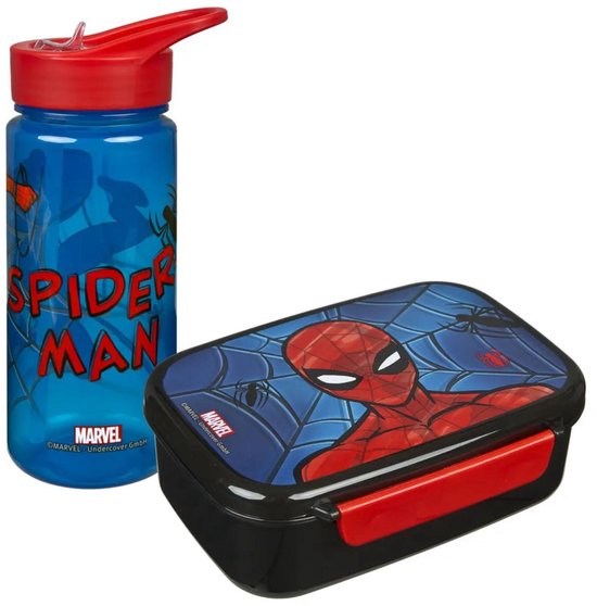 Spiderman Broodtrommel en Drinkfles Rood/Zwart/Blauw van Stor@Path