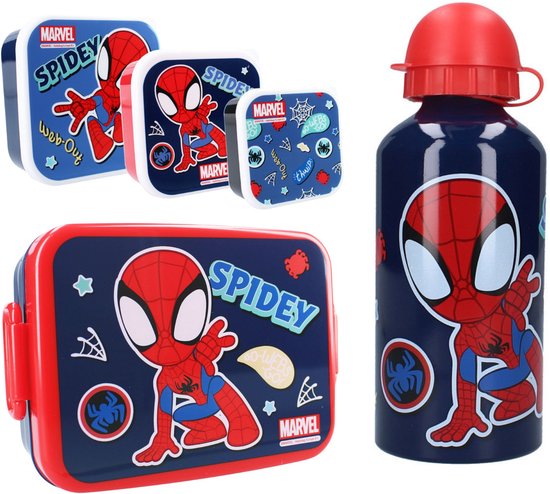 Spiderman Lunchset; Fles, Lunchbox en 3-in-1 Snackbox van Mepal