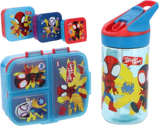 Spiderman lunchset; lunchbox, snackbox en drinkfles - Spidey