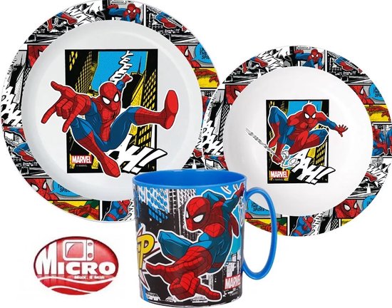Spiderman Marvel 3 delig eetset - ontbijtset. Geschikt voor de magnetron. van Marvel