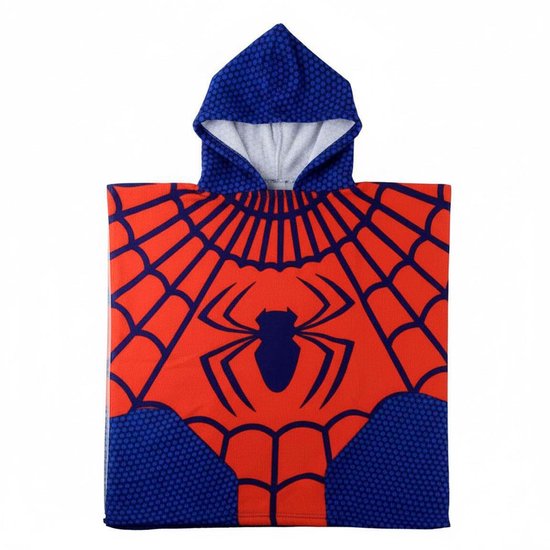 Spiderman Poncho - Kinder Strandponcho - Rood/Blauw - Polyester - Jongens van Merkloos