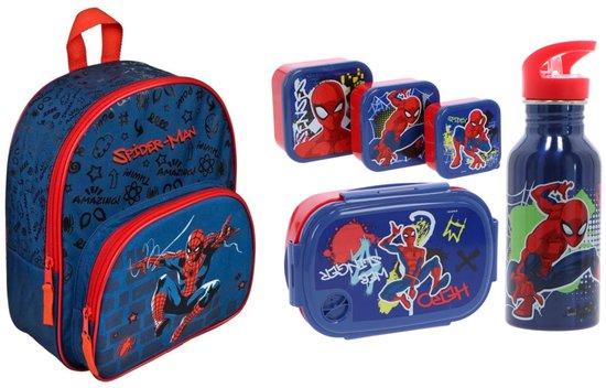 Spiderman schoolset; rugzak en lunchset 5-delig
