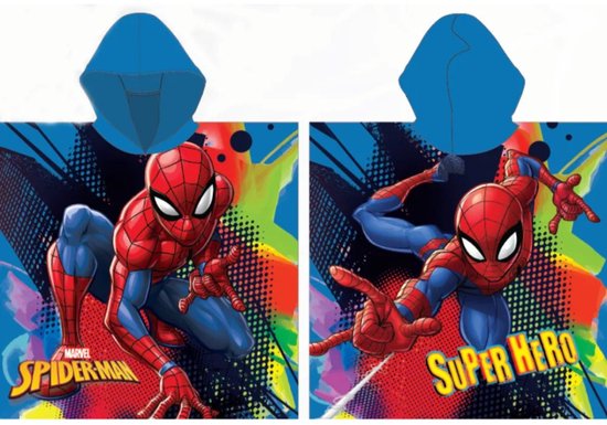 Spiderman super hero badponcho 55x110cm sneldrogend van Marvel