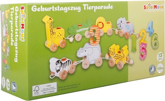 SpielMaus Verjaardagstrein dierenparade - 42708429 van SpielMaus