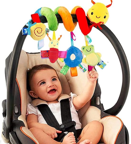 Spiraalvormig autostoeltje en kinderwagenspeelgoed - sensorisch speelgoed voor baby's, zacht hangend speelgoed voor baby's van 0-12 maanden, autostoeltje, kinderwagen van VQCSYSTEM.