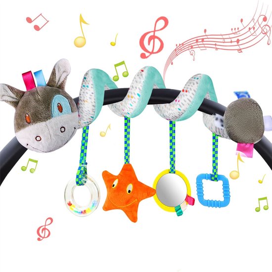 Spiraalvormig speelgoed voor babywiegjes, speelgoed voor in de autostoel voor baby's, kleurrijk spiraalvormig pluche speelgoed om aan te hangen, perfect voor wiegjes en autostoeltjes, reisactiviteitenspeelgoed voor jongens en meisjes van Merkloos