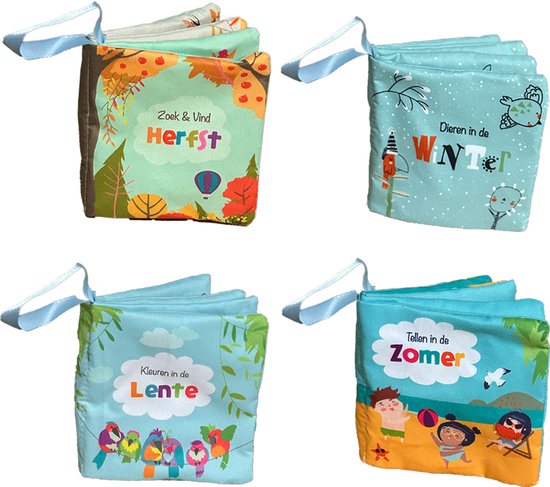 Splendid Uitgeverij® - 4 zachte knisperboekjes in seizoenen - Dieren, kleuren, tellen en zoeken - Buggyboekje voor de kleine handjes - Eerste jaar baby speelgoed - Jongen / Meisje - 0 jaar / 6 maanden / 1 jaar - Kleine cadeautjes - Eerste woordjes van Merkloos