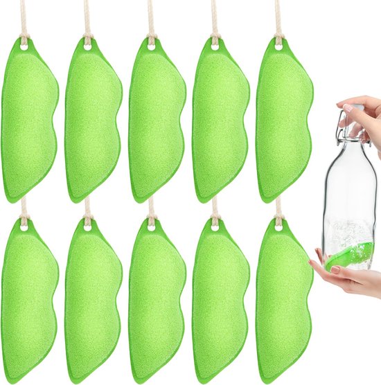Spons flessenborstel - erwtenvorm - reinigingsspons voor het reinigen van waterflessen - 10 stuks - groen