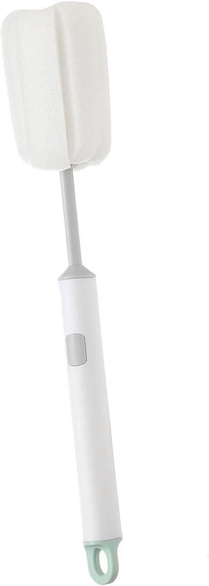 Sponsborstel Lange Steel - Flessenborstel Afwas - Flessen Reinigen - Afneembare Schrobkop - 29 cm - Lichtgrijs