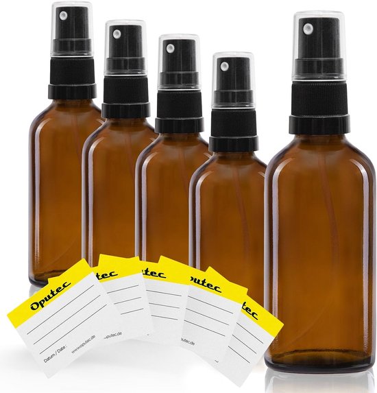 Sprayflessen 5 x 30 ml - Bruine glazen flessen - Fijne spray nozzle - Perfect voor vloeistoffen - ShopVlot