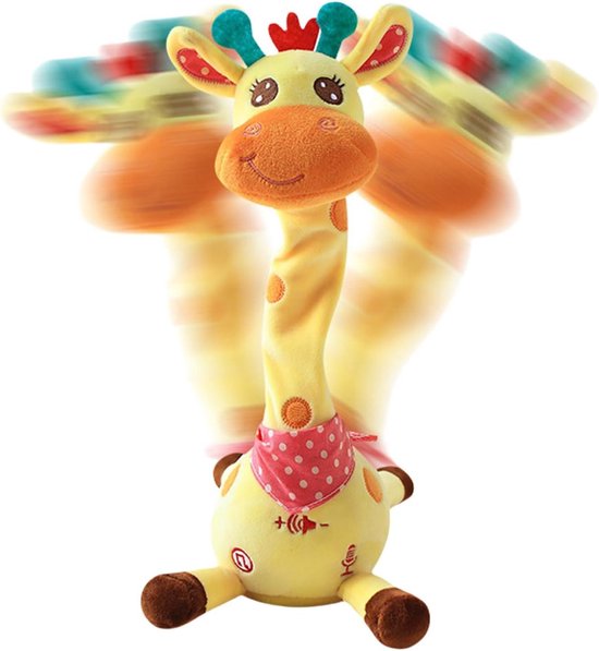 Sprekende Giraffe Knuffel - Dansende Giraf Zingend - Interactieve Taalontwikkeling - Herhaalt Geluiden - 32 cm - Giraf