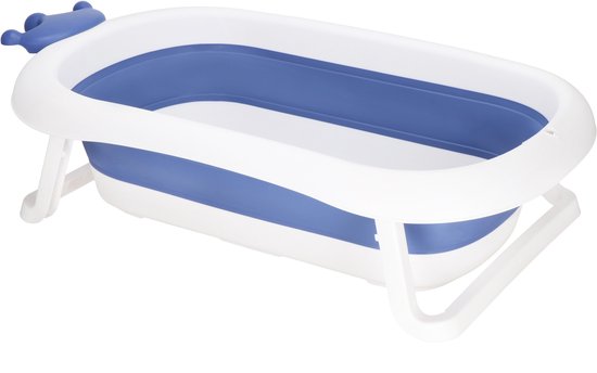 Springos Opvouwbaar Baby Bad - Opvouwbaar - Tot 12 Maanden - 40 L - Blauw - Wit - 83 x 50 x 22,5 cm van Merkloos
