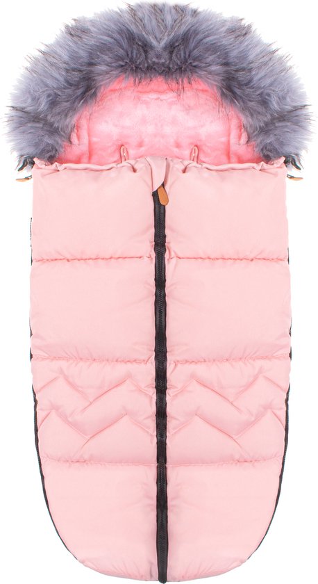 Springos Voetenzak | Voetenzak Buggy | Voetenzak Autostoel | Universeel | 90 cm | Roze/Grijs van Springos