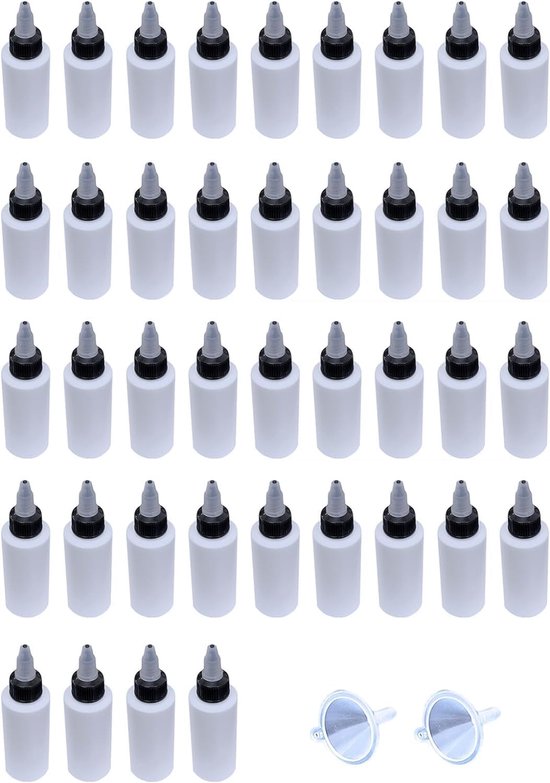 Squeeze dropper flessen 60ml - HDPE kunststof - 40 stuks - ideaal voor vloeistoffen - ShopVlot