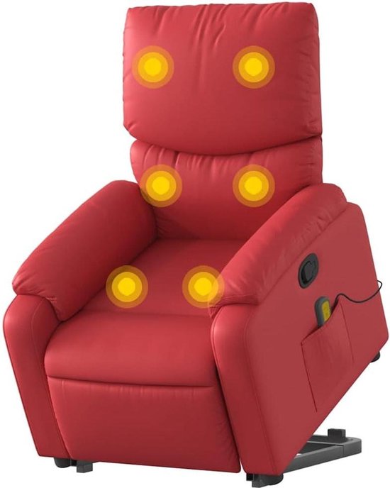Sta-op Stoel - Fauteuil Massagestoel - Ouderen Helpen - Elektrische Hefunctie - 110 kg draagvermogen - Rood