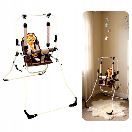 Stabiele en opvouwbare babyschommelstoel - Giraffe - Beige van Merkloos