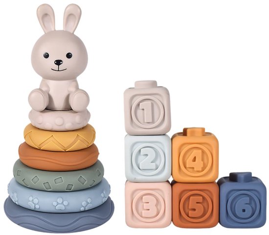 Stack of Joy® Baby Speelgoed Stapelstenen en Stapeltoren- Sensorisch Speelgoed 6 maanden - Baby Zachte Stapelblokken - Motoriek Speelgoed 2 jaar - Montessori speelgoed Jongen Meisjes speelgoed 0-2 jaar jongens - Peuterspeelgoed -Kraamcadeau Meisje van Merkloos