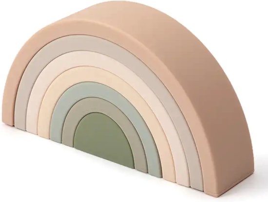 Stapelblokken - Beige - 7 stukken - Speelgoed - Stapelstenen - Regenboogspeelgoed - Baby - Kinderen - Meisje en jongen van Dena.