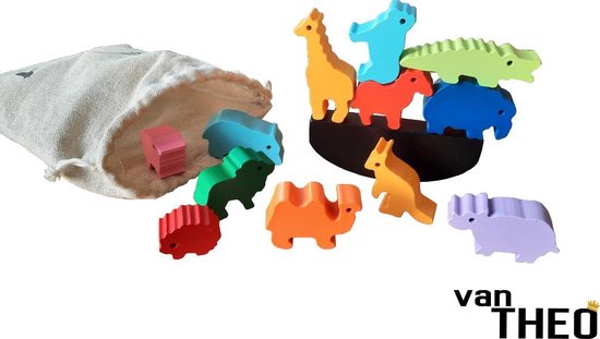 Stapeldiertjes Jungle – Houten blokken – Balansspel – Duurzaam Speelgoed – Stapelblokken - Dieren van Label Label