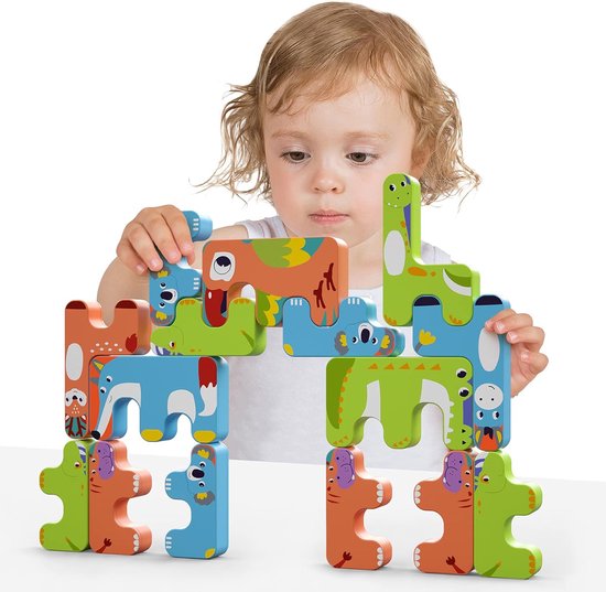 Stapelen Games Speelgoed Kinderen Montessori Dierenbalans Blokken Games Peuter Educatief Stapelen Hoge Bouwsteen Speelgoed voor 3 5 6 Jaar Oude Kinderen Baby Volwassenen Jongens Meisjes (15pcs)