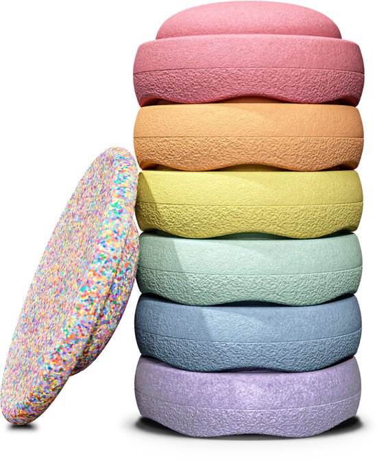 Stapelstein® - Super Confetti Rainbow Set - 6+1 - Pastel van Stapelstein