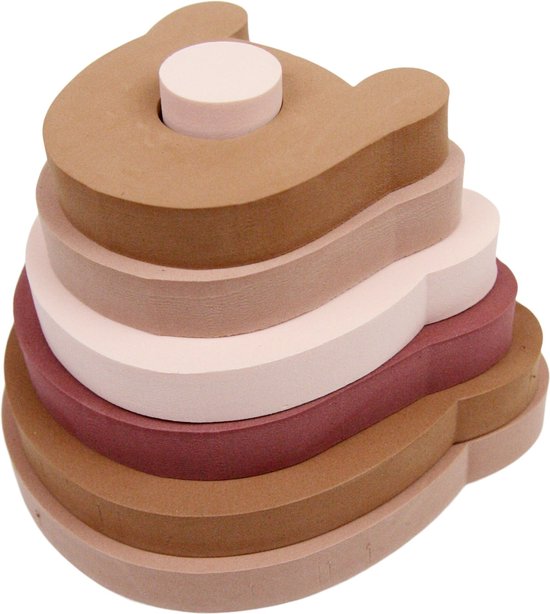 Stapeltoren Beer - Meisje - Zacht en veilig materiaal - Perfect kraamcadeau van $